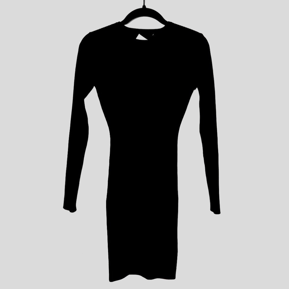 Sky Black Stretch Cut Out Back Long Sleeve Dress Size L